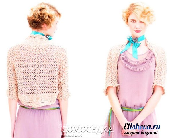 Ажурный шраг вязаный спицами