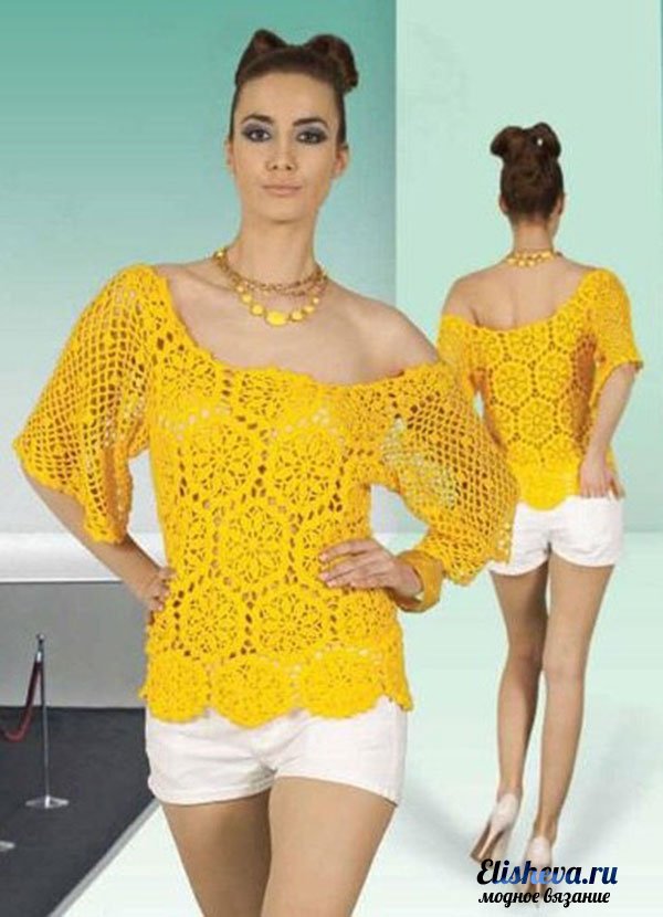 Ажурная туника вязаная крючком